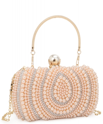 All Over Pearl Bead Handle Crossbody Bag YS-5282 PINK